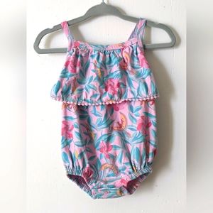 Baby girl Bloused Onesie, tropical print size 3-6 months